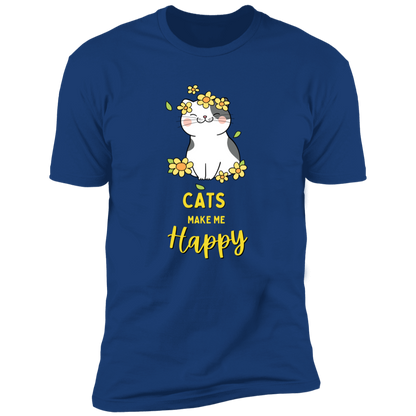 Cats Make Me Happy T-shirt, Cat Shirt for humans, in royal blue