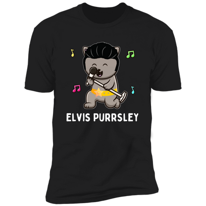 Elvis Purrsley cat Shirt, Funny cat shirt for humans, cat mom shirt, cat dad shirt, in black