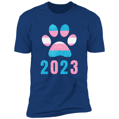 Dog Paw Trans Pride 2023 t-shirt, dog trans pride dog shirt for humans, in royal blue
