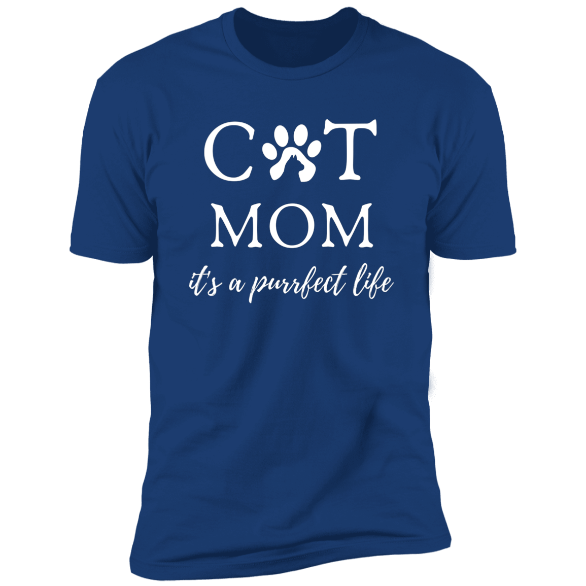 Cat Mom It's a Purrfect Life T-shirt, Cat Mom Shirt for humans, in royal blue