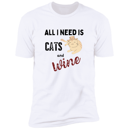 All I Need is Cats and Wine, Cat shirt for humas, in white