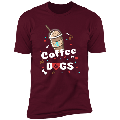 Blended Coffee Dogs T-shirt, Dog Shirt for humans, in maroon