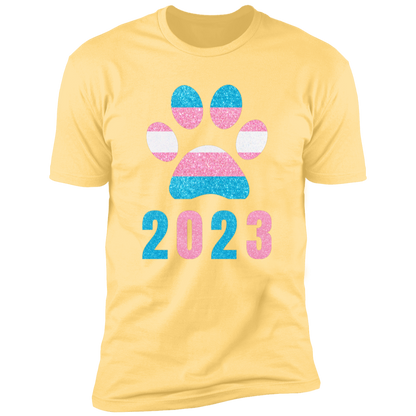 Dog Paw Trans Pride 2023 t-shirt, dog trans pride dog shirt for humans, in banana cream
