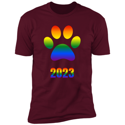 Dog Paw pride 2023 t-shirt, dog pride dog shirt for humans, in maroon