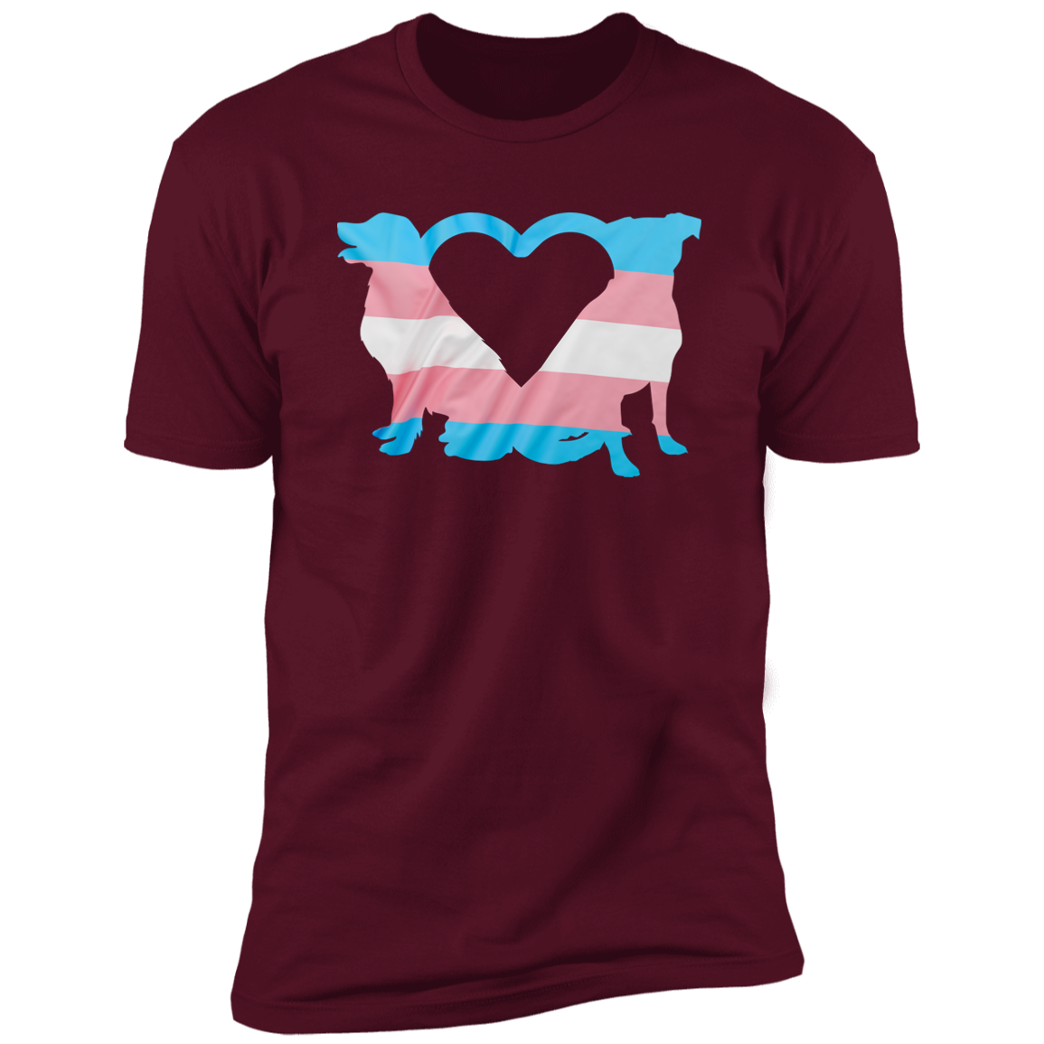 Trans Pride Dogs Heart Pride T-shirt, Trans Pride Dog Shirt for humans, in maroon