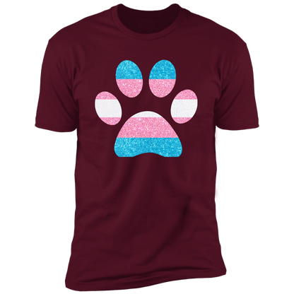 Dog Paw Trans Pride t-shirt, dog trans pride dog shirt for humans, in maroon