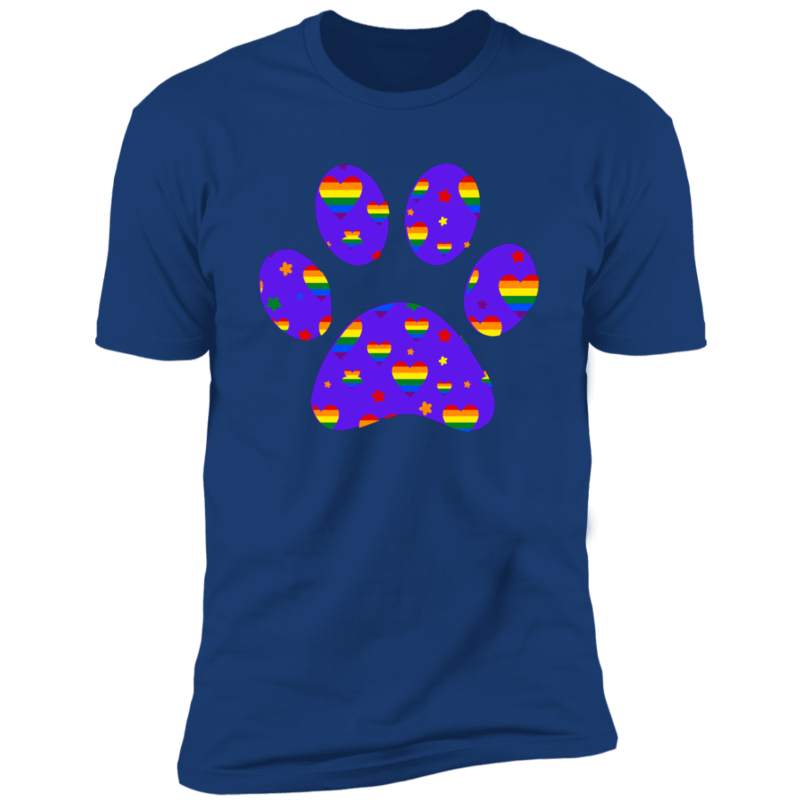 Pride Paw 2023 (Hearts) Pride T-shirt, Paw Pride Dog Shirt for humans, in royal blue