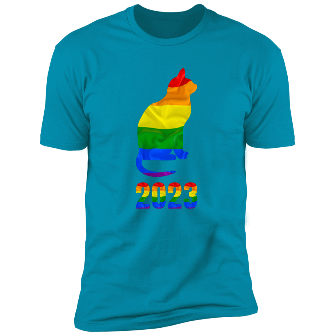 Cat Pride 2023, cat pride cat shirt for humans, in turquoise 