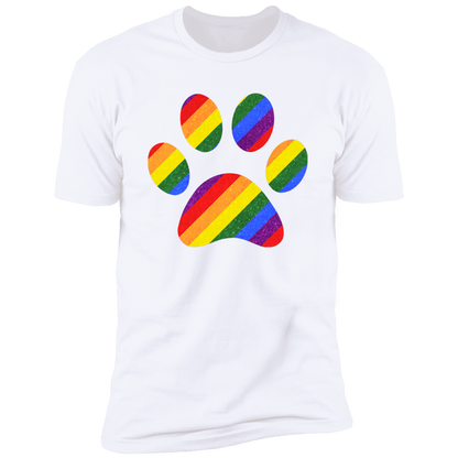 Pride Paw (Sparkles) Pride T-shirt, Paw Pride Dog Shirt for humans, in white