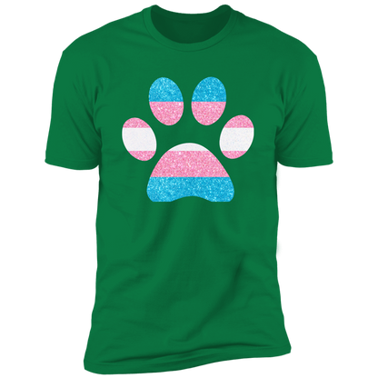 Dog Paw Trans Pride t-shirt, dog trans pride dog shirt for humans, in kelly green