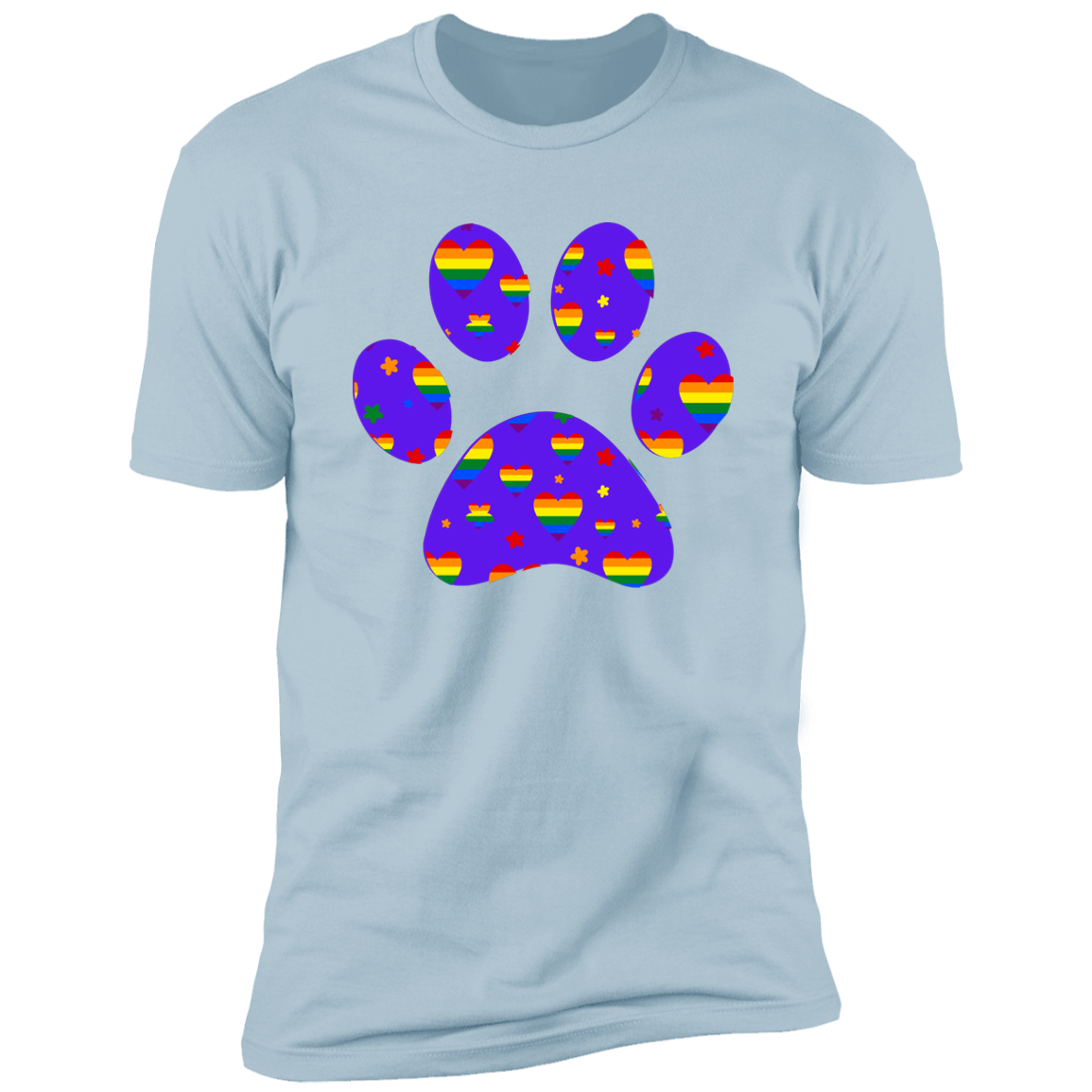 Pride Paw 2023 (Hearts) Pride T-shirt, Paw Pride Dog Shirt for humans, in light blue