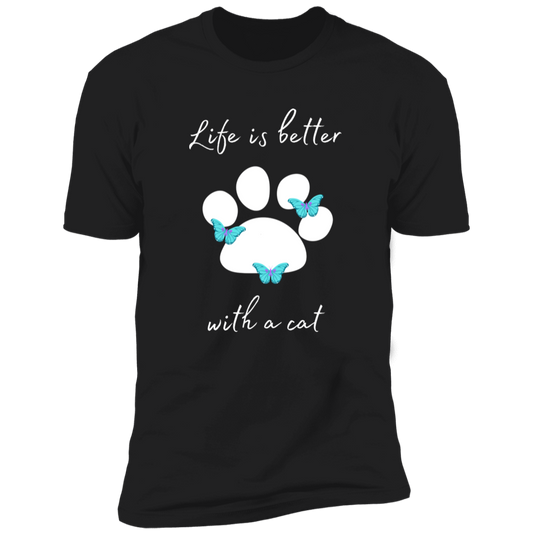 Life is Better with a Cat T-shirt, cat shirt for humans, Cat T-shirt in black