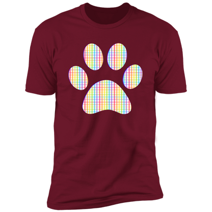 Pride Paw (Gingham) Pride T-shirt, Paw Pride Dog Shirt for humans, in cardinal red